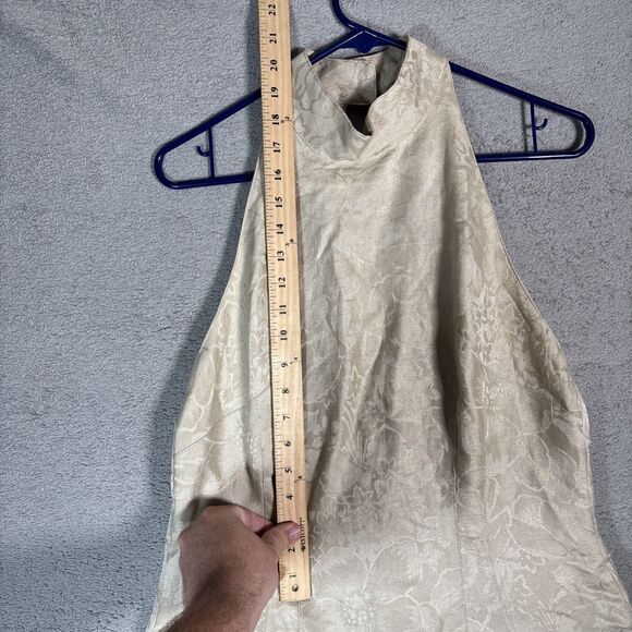 Vintage Geary Roark Kamisato Halter Dress Women's Size 12 Linen Blend Champagne - Picture 9 of 16